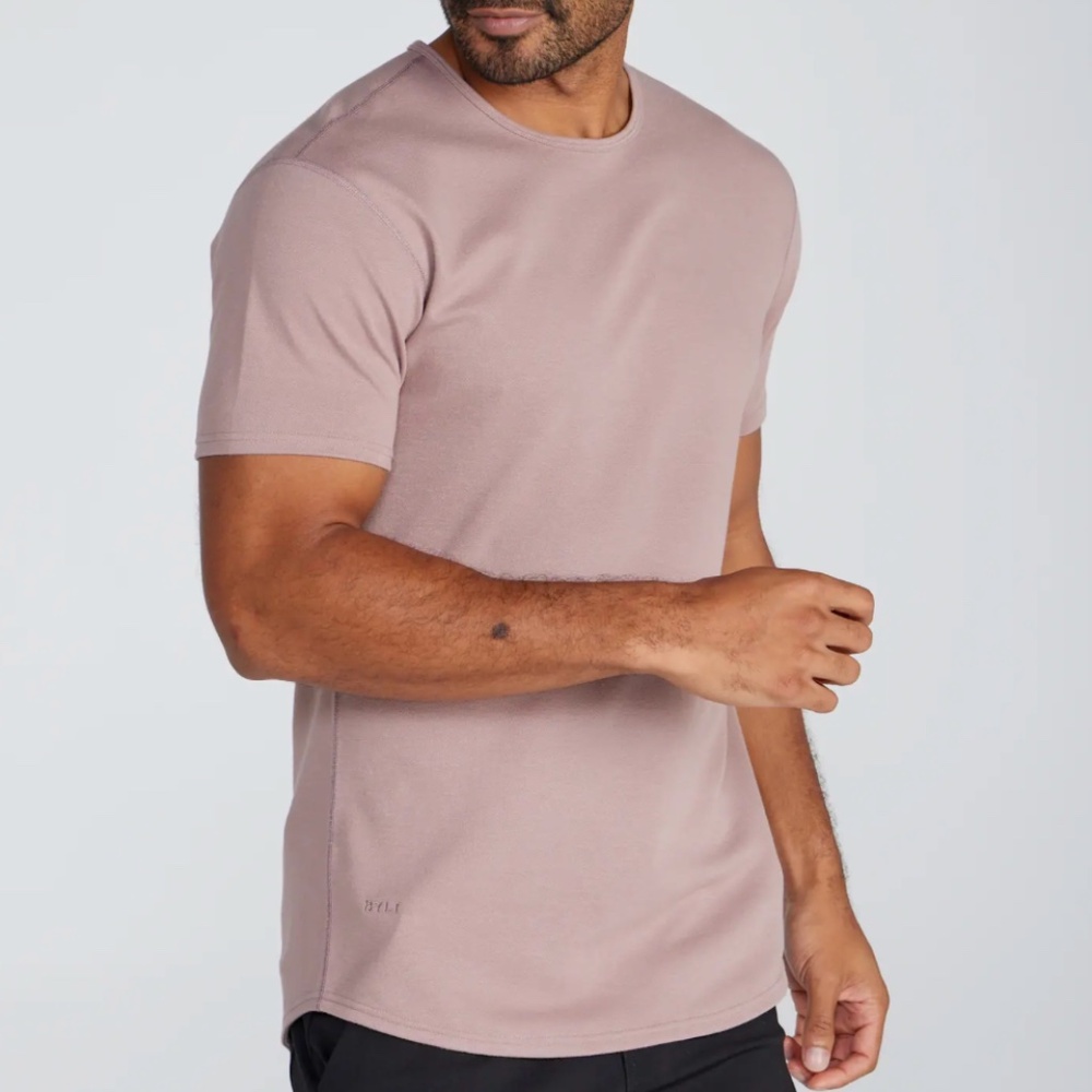 BYLT Premium Basics Drop-Cut Short Sleeve Top Size XL Mauve T-shirt Round Hem